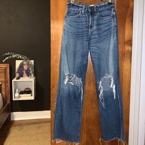 SIMON MILLER distressed high-rise wide-leg jeans